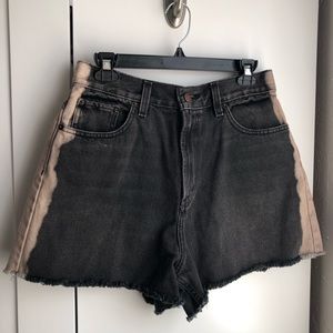 Urban Outfitters Black and Brown Bleach Dyed Jean Shorts